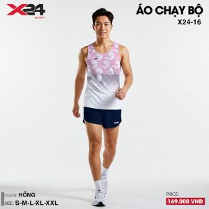 Áo chạy bộ nữ hồng nhạt chuyển sắc trắng họa tiết xoáy nghệ thuật