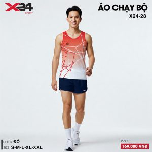 Áo chạy bộ nam màu đỏ trắng năng động và thời thượng