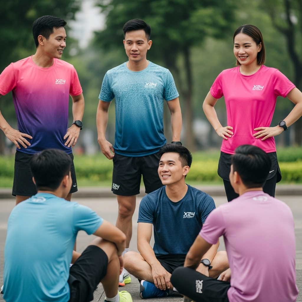 Áo chạy bộ nhóm đẹp, thiết kế hiện đại