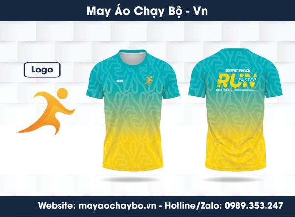 Áo chạy bộ xanh dương vàng Gradient - Năng động & Cá tính