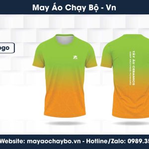Áo chạy bộ Tay Âu Ceramics - Gradient xanh lá cam vàng