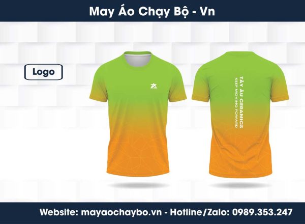 Áo chạy bộ Tay Âu Ceramics - Gradient xanh lá cam vàng