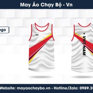 Áo chạy bộ Việt Nam - Thiết kế trắng năng động, tinh thần thể thao mạnh mẽ
