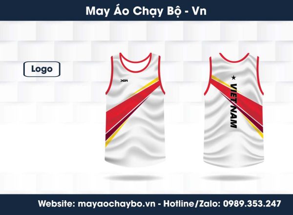 Áo chạy bộ Việt Nam - Thiết kế trắng năng động, tinh thần thể thao mạnh mẽ