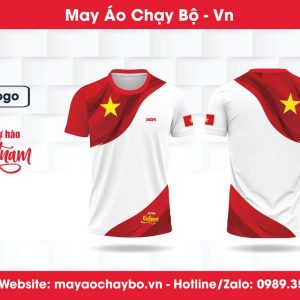 Áo chạy bộ Hòa Bình Việt Nam – Trắng đỏ sao vàng đầy nhiệt huyết