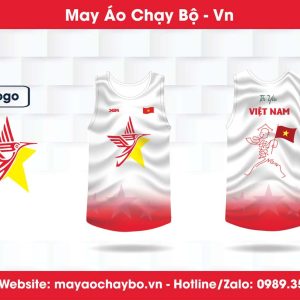 Áo chạy bộ Hừng Khí Việt Nam - Trắng Đỏ Tinh Thần Dân Tộc