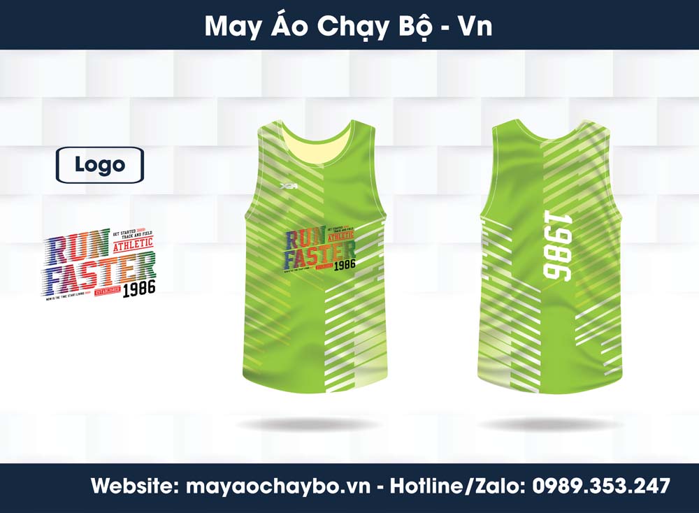 Áo chạy bộ nam màu xanh lá RUN FASTER thoáng mát và năng động