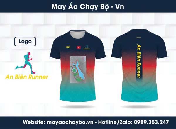 Áo Chạy Bộ An Biên Runner - Xanh Biển Đỏ Đen