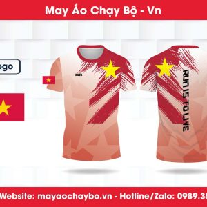 Áo chạy bộ Sao Vàng Chiến Thắng – Màu Đỏ Cam Trắng Năng Động