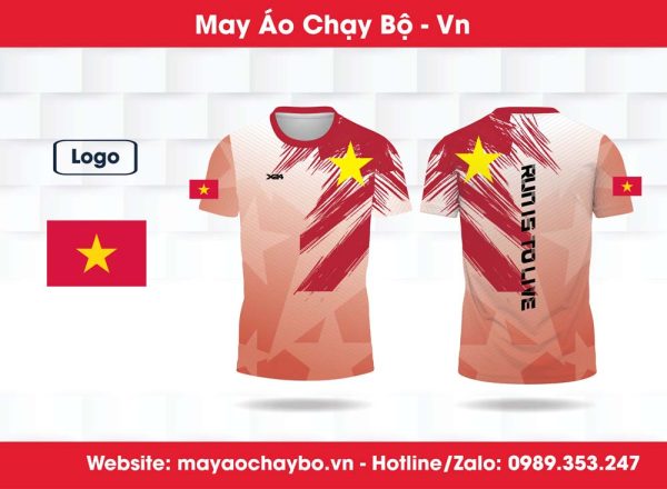 Áo chạy bộ Sao Vàng Chiến Thắng – Màu Đỏ Cam Trắng Năng Động