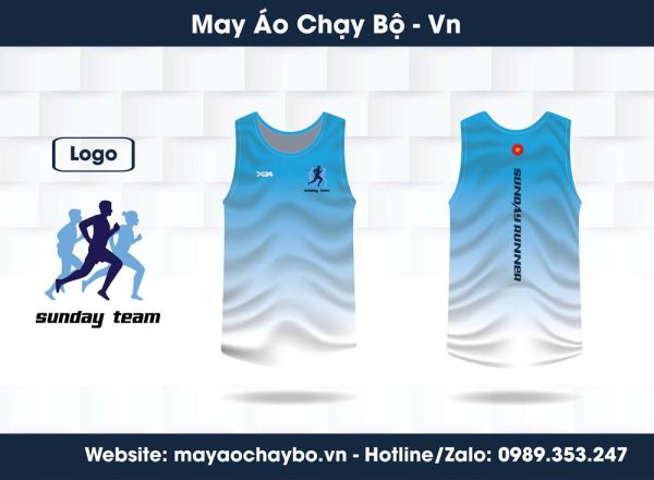 Áo Chạy Bộ Sunday Team Xanh Dương Chuyển Sắc