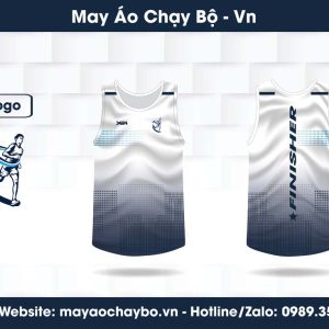 Áo Chạy Bộ Team Finisher Trắng Xanh Gradient Năng Động