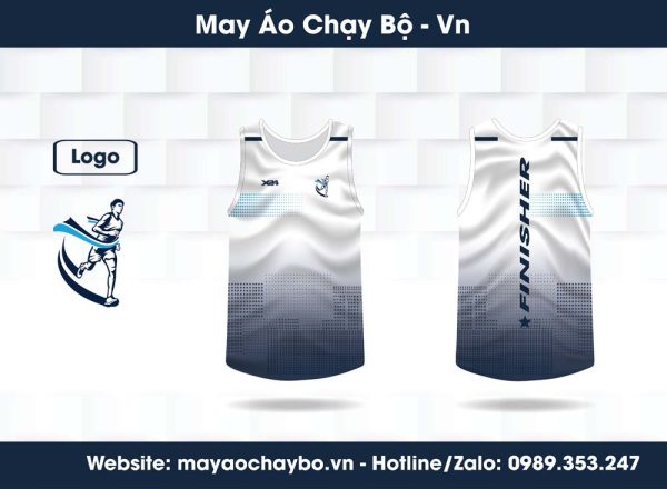 Áo Chạy Bộ Team Finisher Trắng Xanh Gradient Năng Động