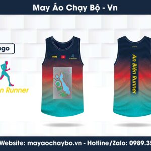 Áo chạy bộ An Biên Runner - Xanh biển đỏ cam