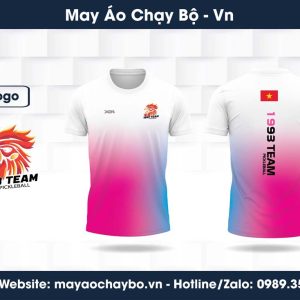 Áo Chạy Bộ Trắng Hồng Xanh Gradient - Năng Động & Thời Trang