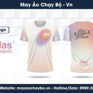 Áo chạy bộ Atlas Runners trắng ngà phối tím hồng cam
