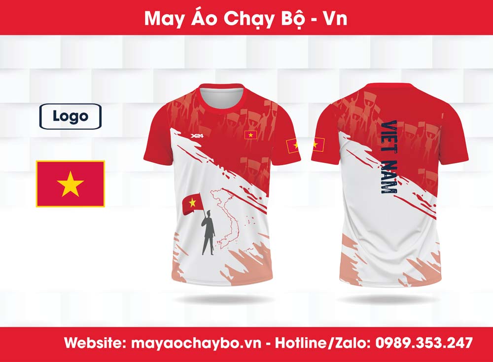 Áo chạy bộ Tôi Yêu Việt Nam màu đỏ trắng thiết kế yêu nước