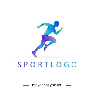Logo Chạy Bộ Thiết Kế Năng Động - Logo Đội Chạy 42KM Màu Gradient Xanh Dương Tím