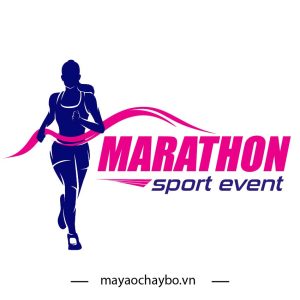 Logo chạy bộ MARATHON – Màu hồng nổi bật, thiết kế cá tính