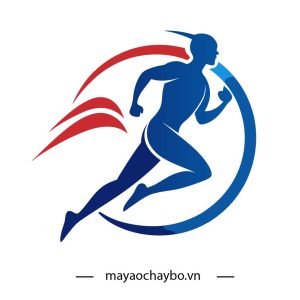 Logo chạy bộ thể thao màu đỏ – Mạnh mẽ & Nhiệt huyết