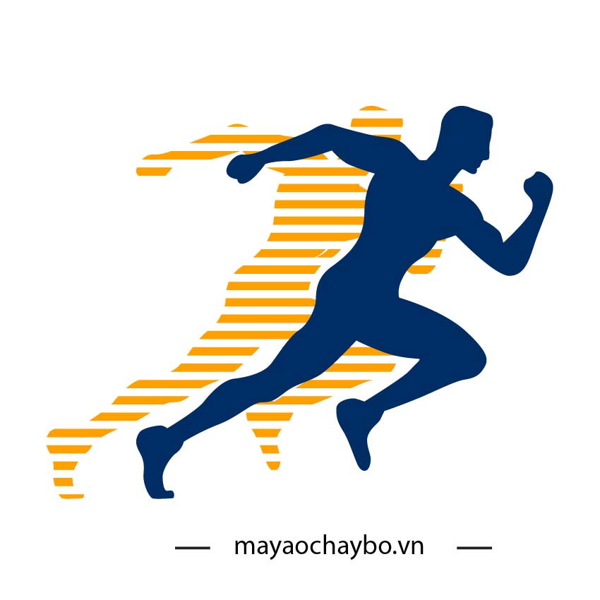 Logo nhóm chạy bộ chuyên nghiệp trên áo màu xanh navy