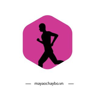 Logo nhóm chạy bộ màu đen trên nền hồng tím