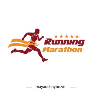 Logo đồng phục chạy bộ - Thiết kế Running Marathon màu đỏ bordeaux & cam vàng