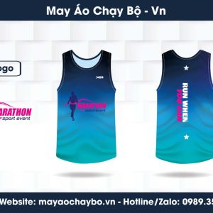 Áo chạy bộ xanh biển ombre 'Run When You Can' sát nách thoáng mát