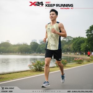 X24 AoChayBo-47 Màu Kem Kẻ Sọc Navy