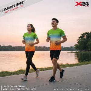 Áo chạy bộ Aochaybo-38 màu xanh chuối ombre