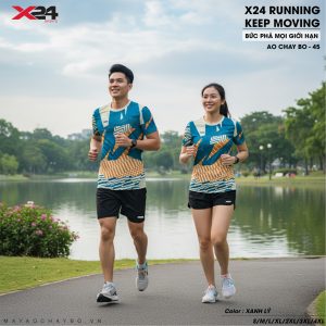 Áo Chạy Bộ X24 Mã 45 – Xanh Lỳ Năng Động