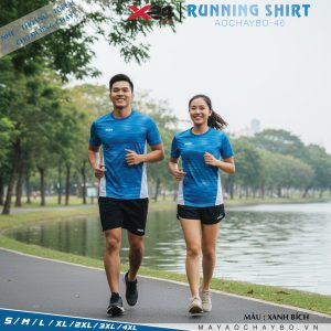 Áo Chạy Bộ Xanh Bích In Logo Team – Năng Động, Thoải Mái Tột Đỉnh