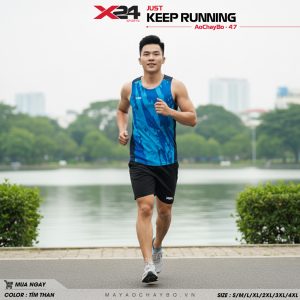 Áo Chạy Bộ Nam X24 Màu Xanh Navy - Mẫu AoChayBo-47
