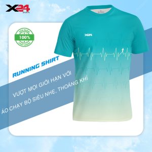 Áo Chạy Bộ X24 Sports Xanh Ngọc Gradient – Năng Động & Sảng Khoái