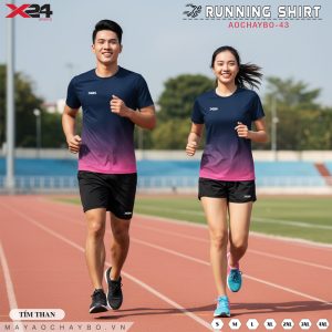Áo Chạy Bộ Tím Than Phối Hồng Ombre X24 Sports – Mã AOCHAYBO-43