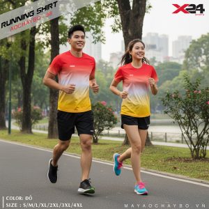 Áo Chạy Bộ X24 Ombre Đỏ Trắng Vàng - Mẫu Aochaybo 38