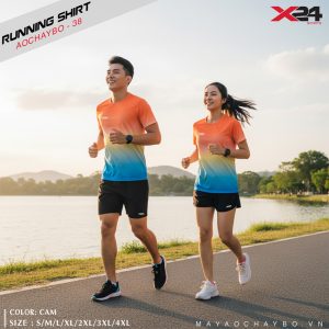 AOCHAYBO-38 - Áo chạy bộ nam cam xanh gradient cực chất