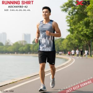 Áo Chạy Bộ Nam AOCHAYBO-42 Màu Xám Thể Thao Năng Động