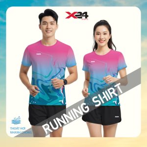 Áo chạy bộ Gradient Hồng - Xanh biển thiết kế họa tiết sóng độc đáo