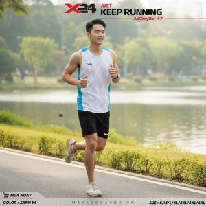 Áo Chạy Bộ Nam Trắng Xanh X24 Sports - Năng Động Trẻ Trung