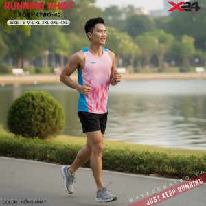 Áo chạy bộ nam AOCHAYBO-42 – Hồng nhạt năng động và thời trang