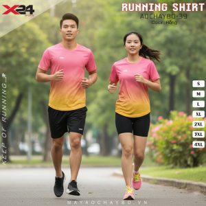 Áo Chạy Bộ X24 Sports - AOCHAYBO-39 Màu Hồng Năng Động