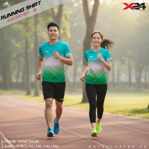 Áo Chạy Bộ X24 Màu Xanh Ngọc Chuyển Sắc – Mã AOCHAYBO-38