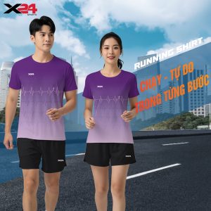 Áo Chạy Bộ Nữ X24 Sports - Tím Gradient Cá Tính
