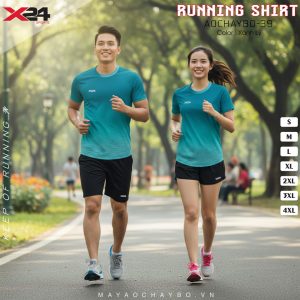 Áo Chạy Bộ X24 Sports - Xanh Lý Năng Động AOCHAYBO-39